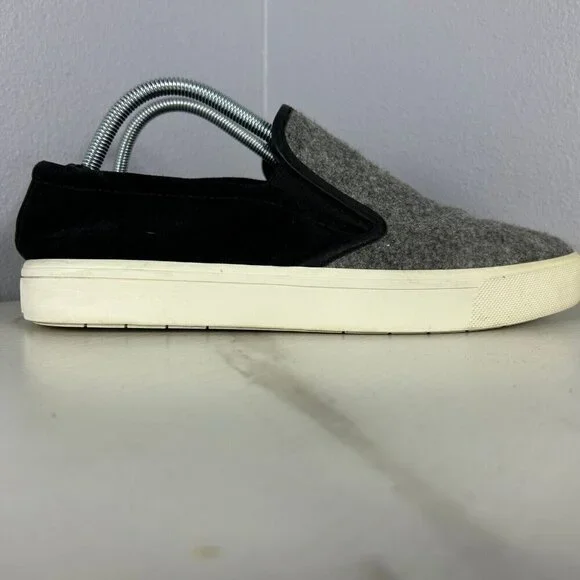 Vince Shoes Womens 10 M Slip On Grey Wool Black Suede Leather Interior Urban Men - Picture 3 of 5
